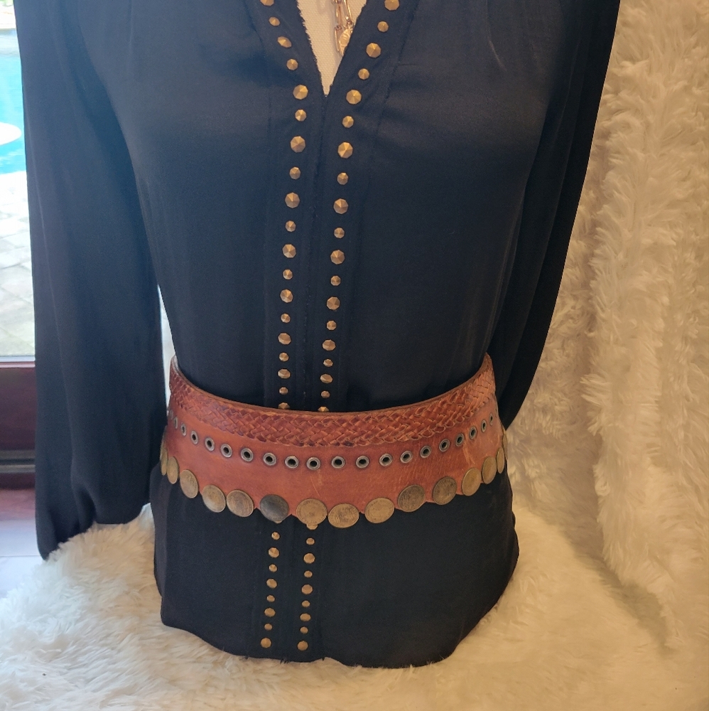 Vintage leather and coin belt
